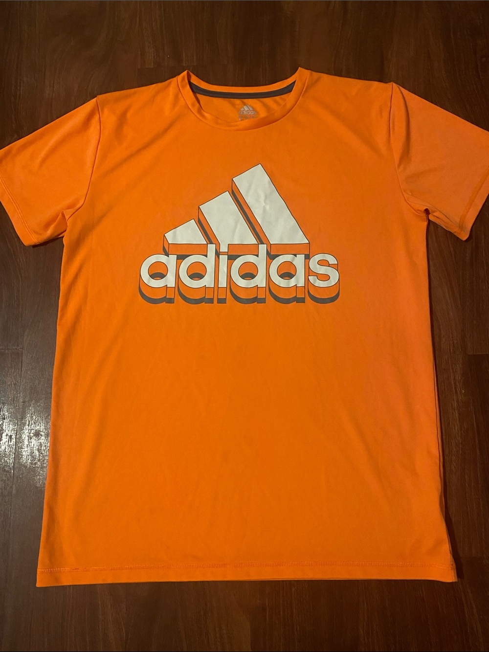 adidas Orange Short-Sleeve Tee with White Logo